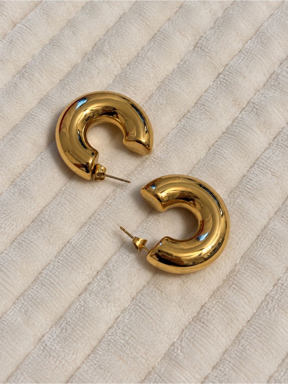 Gold Chunky Crescent Hoop Earrings - Women Jewelry